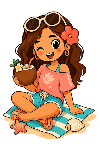 Free summer beach cartoon character vector