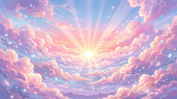 Céu, Nuvens, Sol, Raios, Luz, Colorido