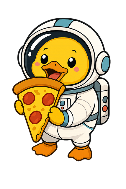 Free duck astronaut pizza vector