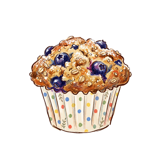Free blueberry muffin baking cake illustration