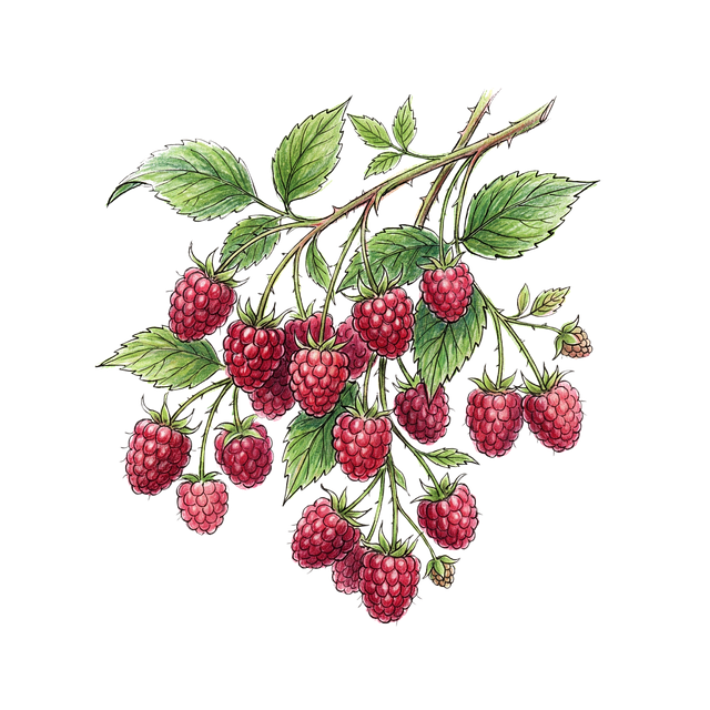Free raspberry berries fruit illustration