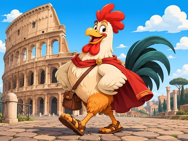 Free rooster caricature roman empire illustration