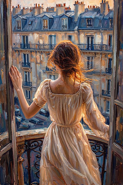 Mujer, Balcón, París, Impresionismo