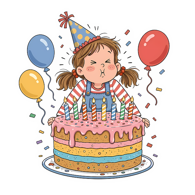 Free birthday cake blowing candles birthday celebration illustration