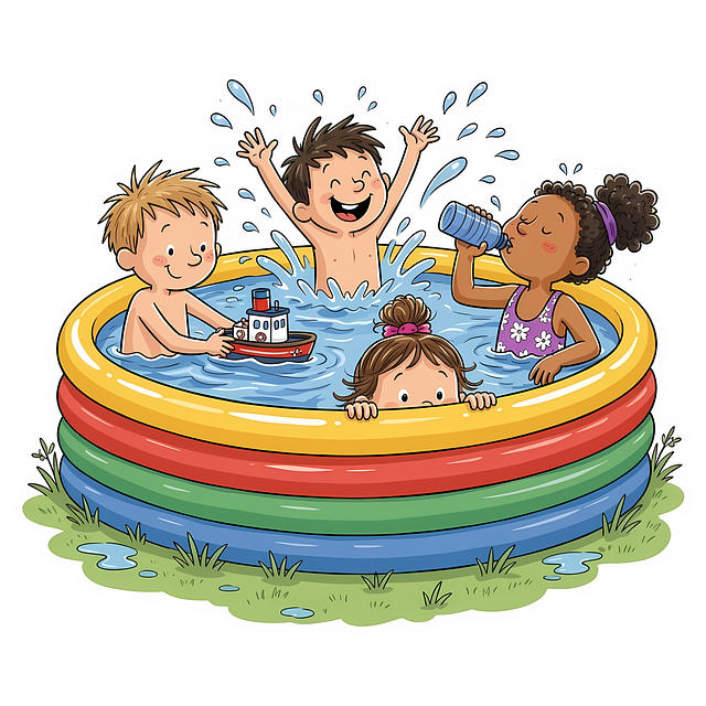 Free inflatable pool kiddie pool summer fun illustration