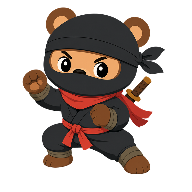 Ninja, Bär, Maskottchen, Niedlich