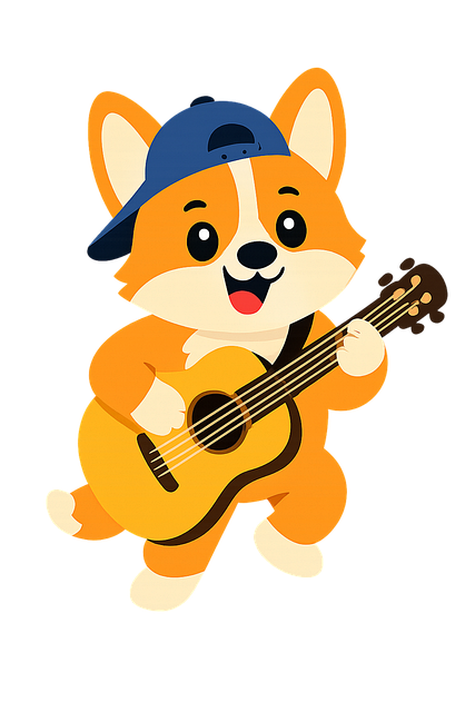 Fuchs, Gitarre, Karikatur, Niedlich