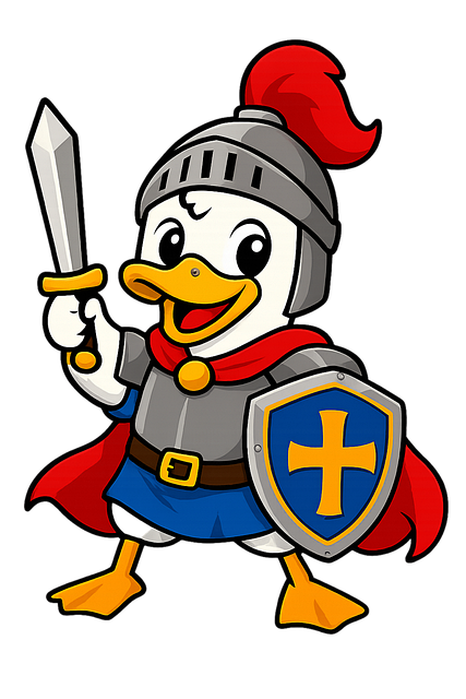 Free cartoon knight cute duck knight fantasy mascot vector