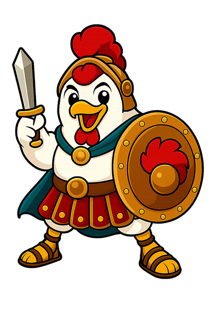 Free roman chicken warrior gladiator chicken cartoon chicken vector