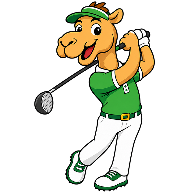 Free camel golfer cartoon vector