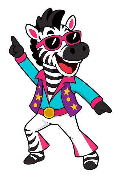Free disco zebra cartoon illustration