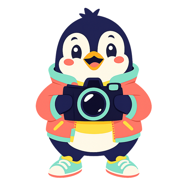 Free cute penguin penguin mascot photographer illustration