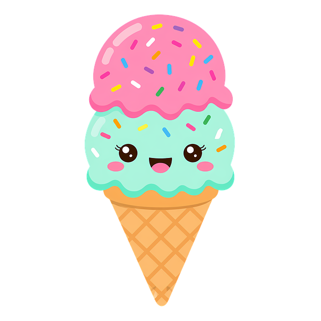 Free ice cream cone cute dessert kawaii ice cream illustration