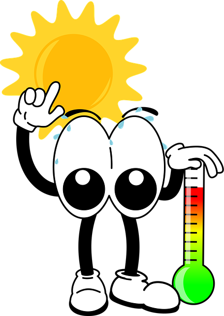 Cartoon, Hitze, Sonne, Thermometer