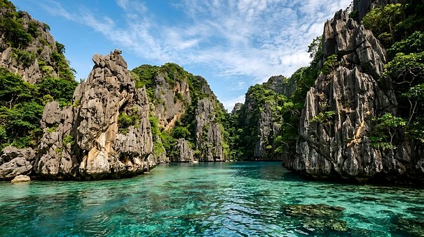 Free Limestone Cliffs Tropical Lagoon illustration and picture