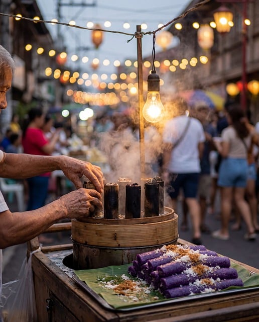 Free philippines puto bumbong street food illustration