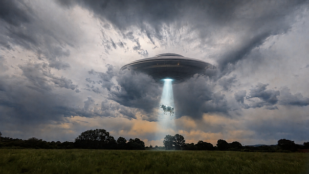 Ufo, Ruimteschip, Alien, Fantasie, Koe