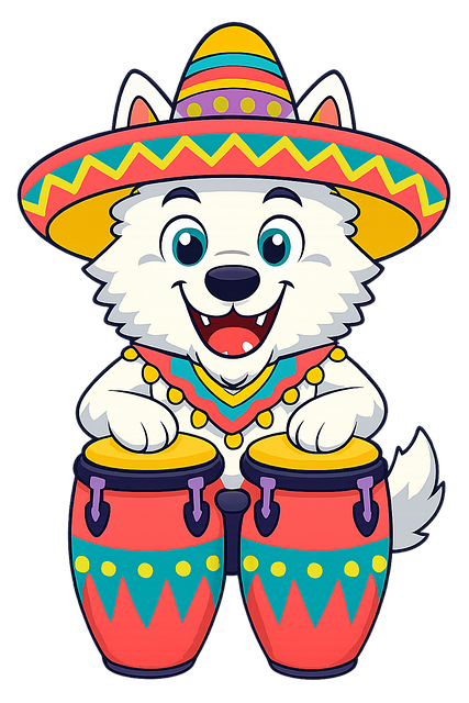 Free wolf colorful hat congas vector