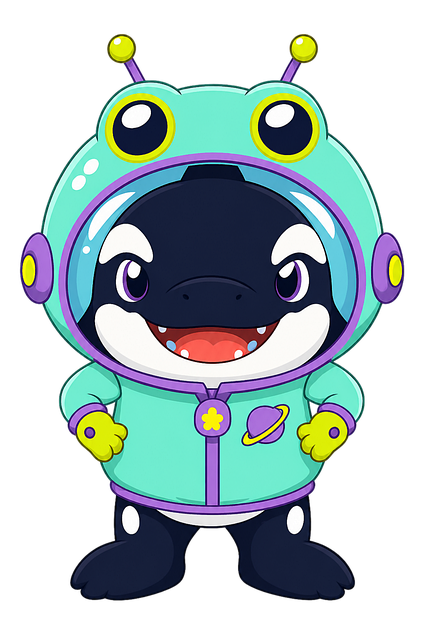 Free astronaut orca cute illustration