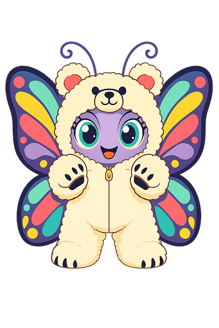 Free butterfly bear costume butterfly mascot illustration