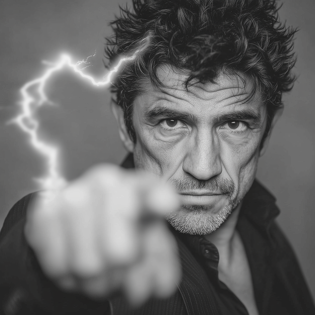 Free electric power older man dramatic illustration