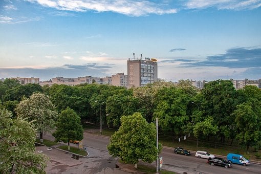 Stad, Luchtfoto, Park, Gebouw