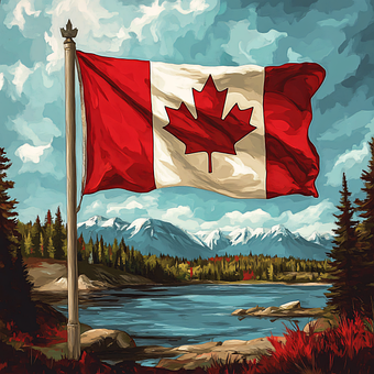 Canadisk Flag, Rød, Natur, Efterår, Sø