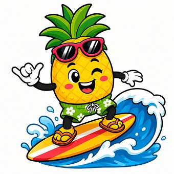 Piña, Caricatura, Mascota, Gafas De Sol
