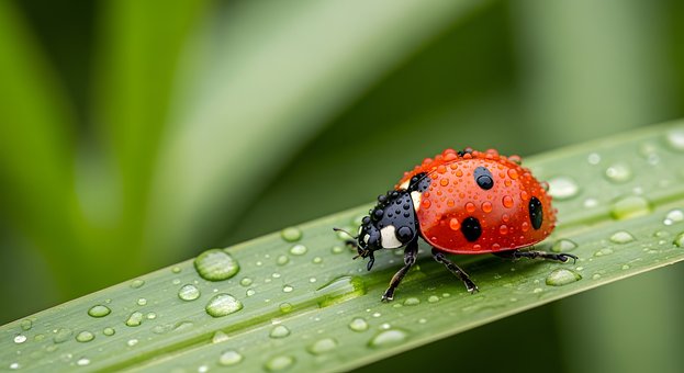 Free Ladybug Water Droplets photo and picture
