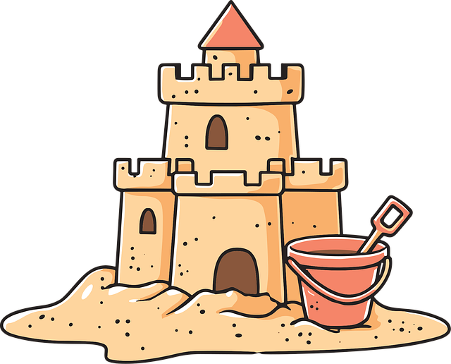 Free sandcastle beach bucket illustration