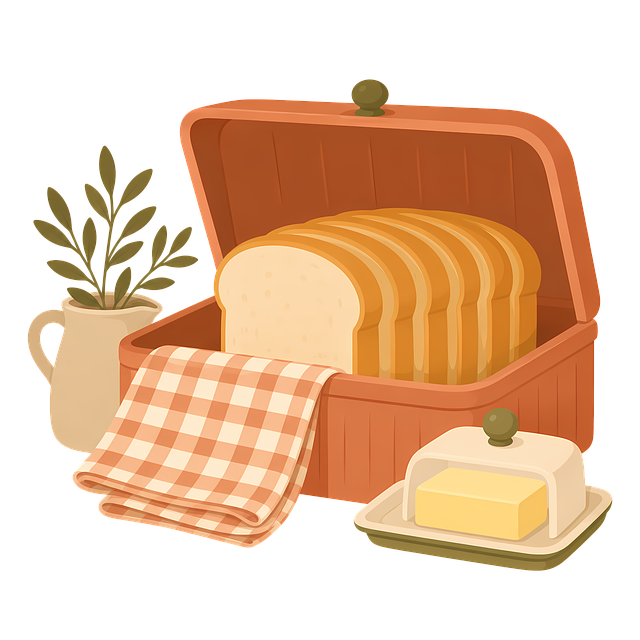 Free bread box breakfast plate sliced bread illustration