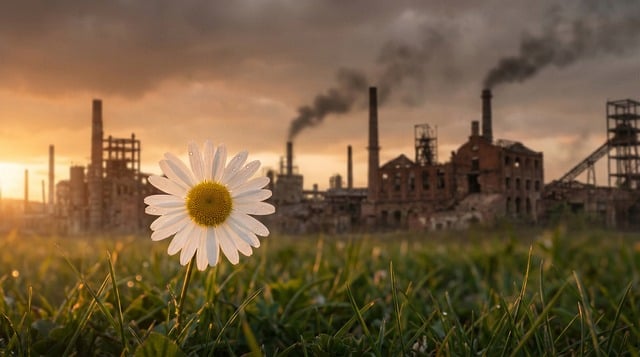 Free daisy industrial landscape evening light illustration