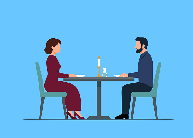 Free couple romantic dinner table vector