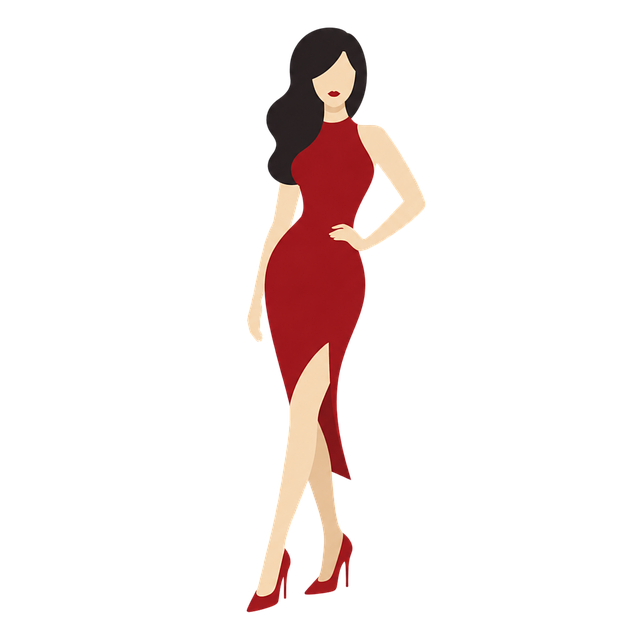 Mode, Rotes Kleid, Frauensilhouette
