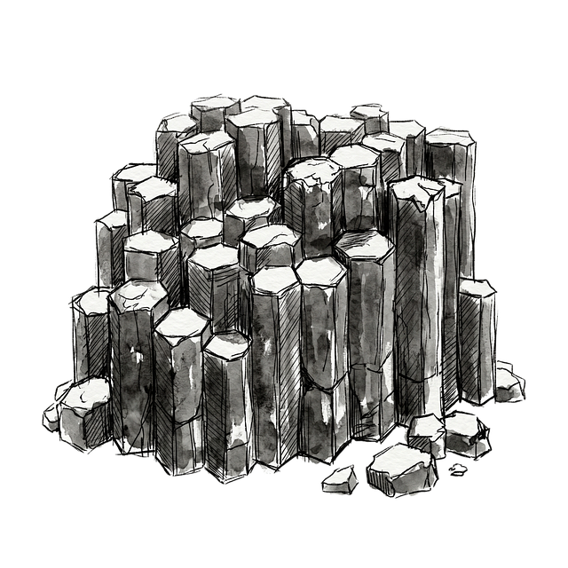 Free basalt columns hexagonal volcanic illustration