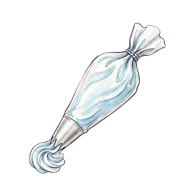 Free piping bag blue cream black background illustration