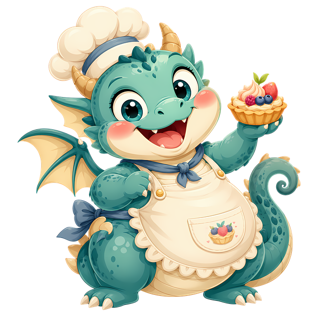 Free dragon baker cute dragon baker illustration