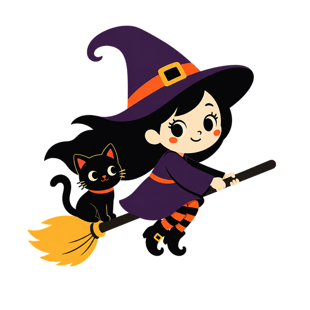 Heks, Kosteskaft, Sort Kat, Halloween