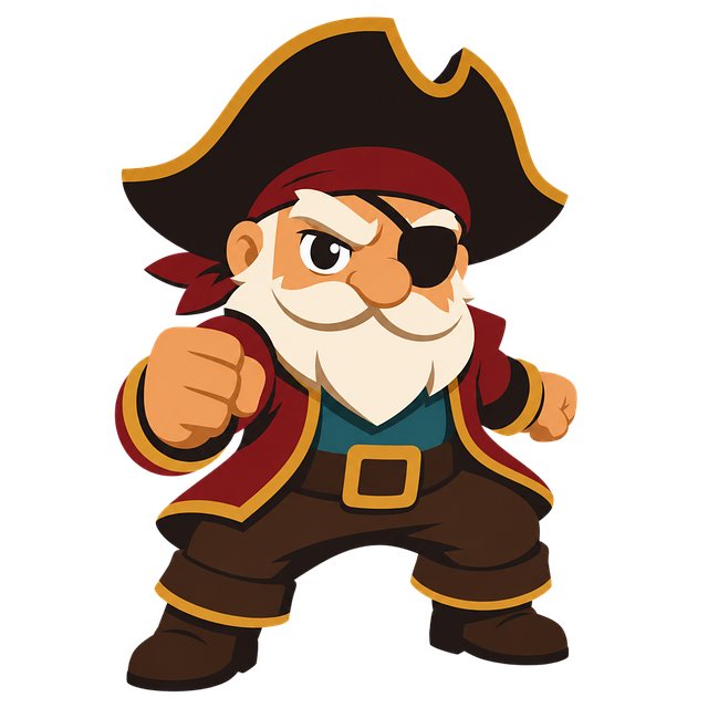 Free pirate captain cartoon character eye patch vector