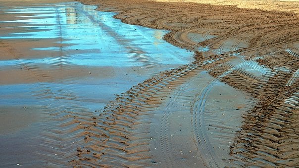 Strand, Sand, Meer, Fortschritt, Spur