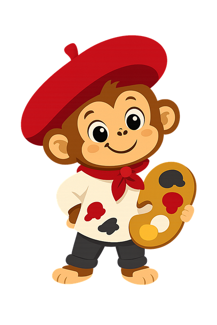Free baby monkey artist mascot painter vector