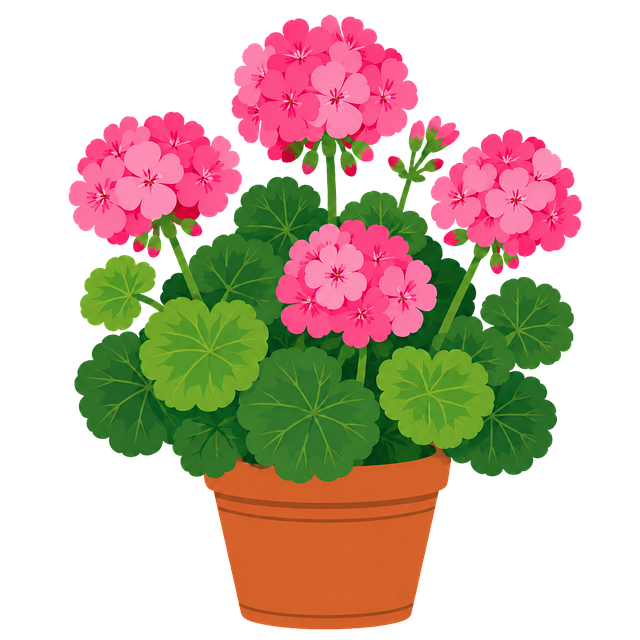 Free geranium pink terracotta pot vector