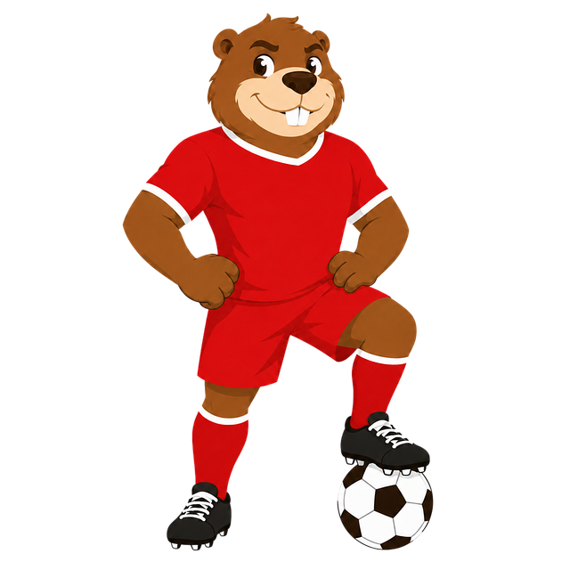 Free beaver soccer mascot red uniform vector