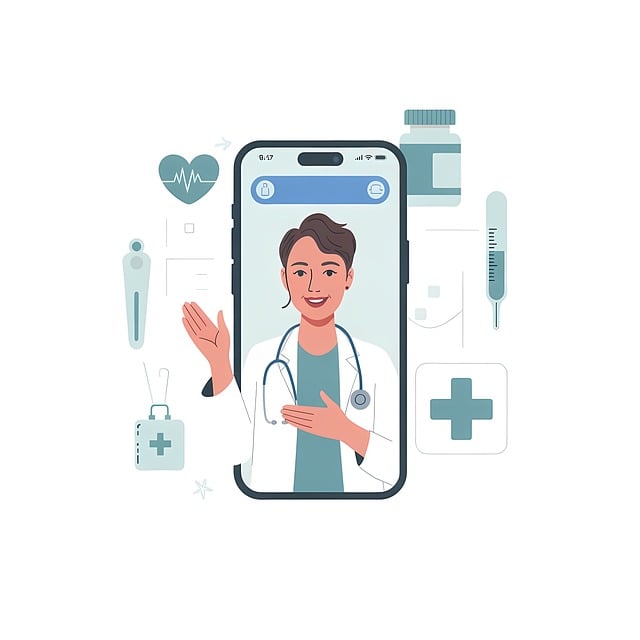 Free telemedicine doctor smartphone illustration