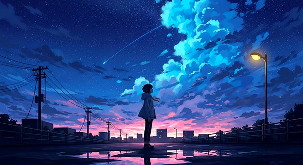 Free Anime Night Sky illustration and picture
