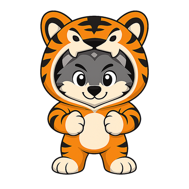 Free wolf cub tiger costume mascot illustration