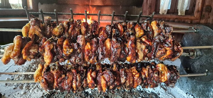 Grillen, Fleisch, Braten, Offenes Feuer