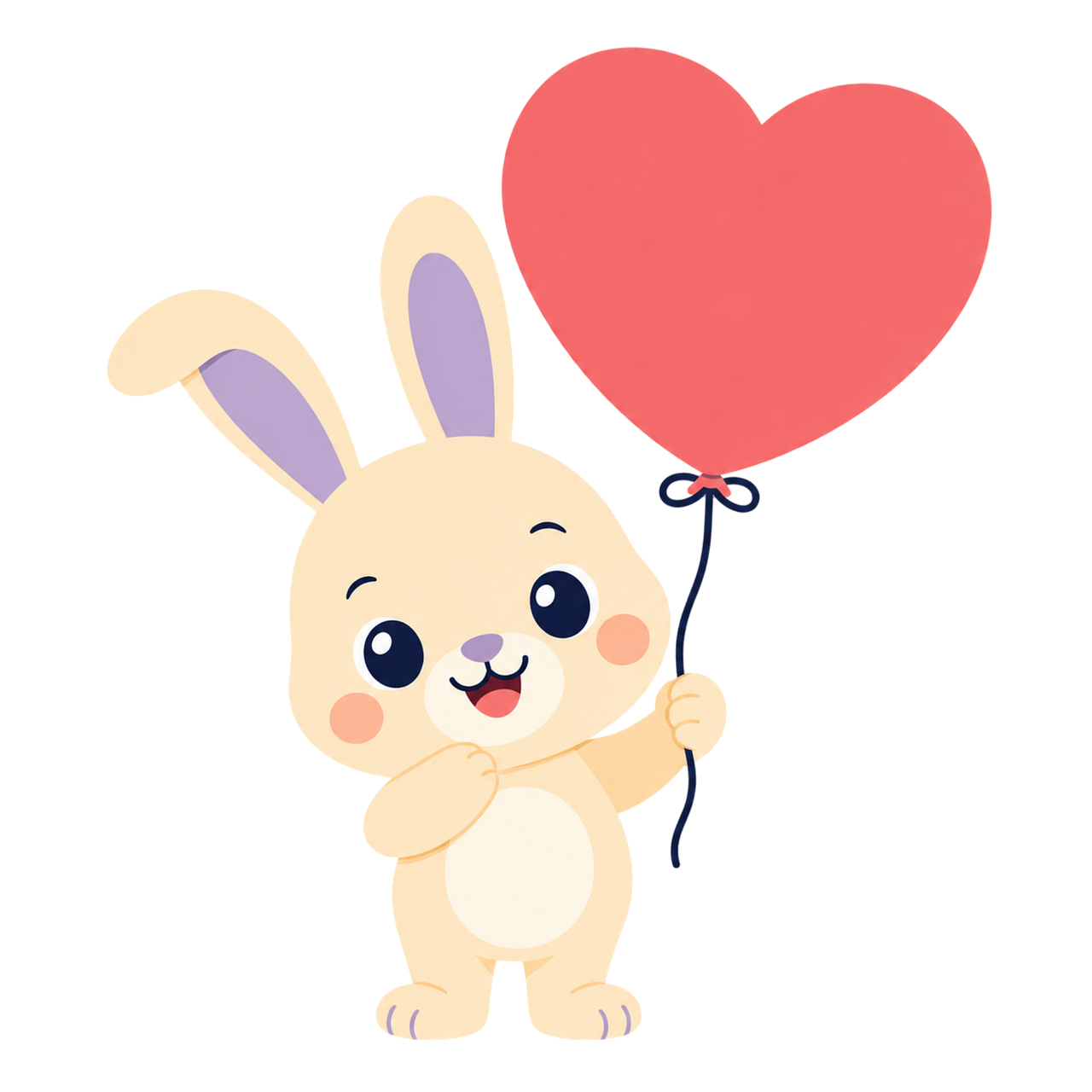 Free bunny heart balloon cream fur vector