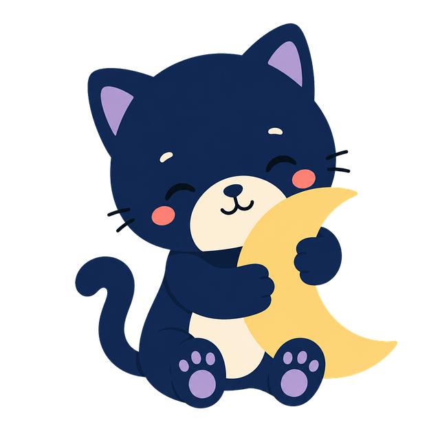 Free cat baby moon vector