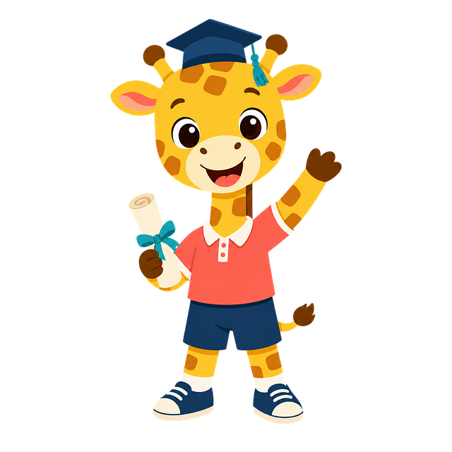 Free baby giraffe graduation cap kids illustration vector